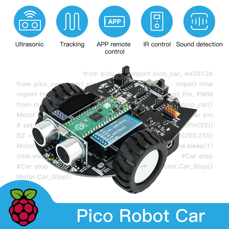 Yahboom Raspberry Pi Pico Robot Xe Bộ Mã Nguồn Mở MicroPython Hỗ Trợ Lập Trình Ứng Dụng Điều Khiển Theo Dõi Bao Gồm Pin
