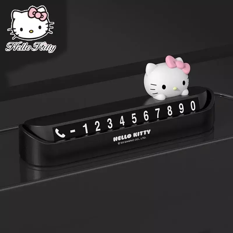 Hello Kitty personalisasi parkir kreatif, nomor telepon plat kartun mobil dengan plat nomor bergerak ornamen mobil lucu hadiah gadis