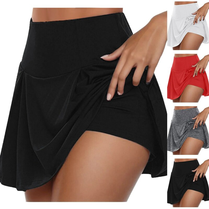 Faldas cortas deportivas de secado rápido para mujer, pantalones cortos de cintura alta con forro sólido, para tenis, baile y Fitness, 2024
