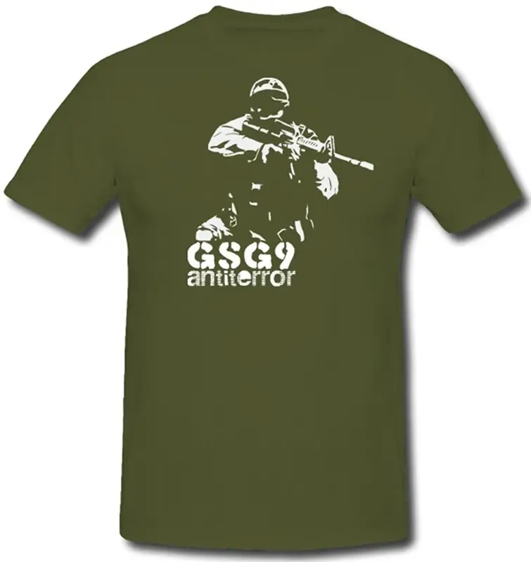 Camiseta casual de manga curta masculina, grupo guarda de fronteira alemão, verão 100% algodão, decote em O, unidade anti-Cyberpunk, GSG 9