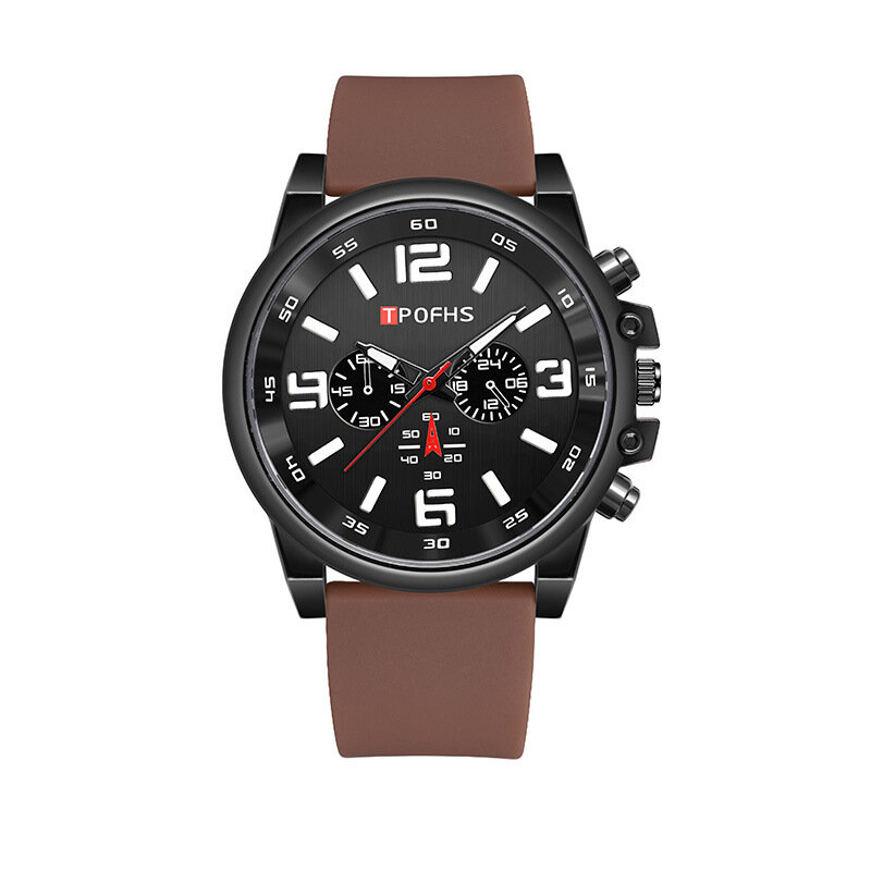 Jam tangan olahraga pria, jam tangan silikon Quartz, cocok untuk pria