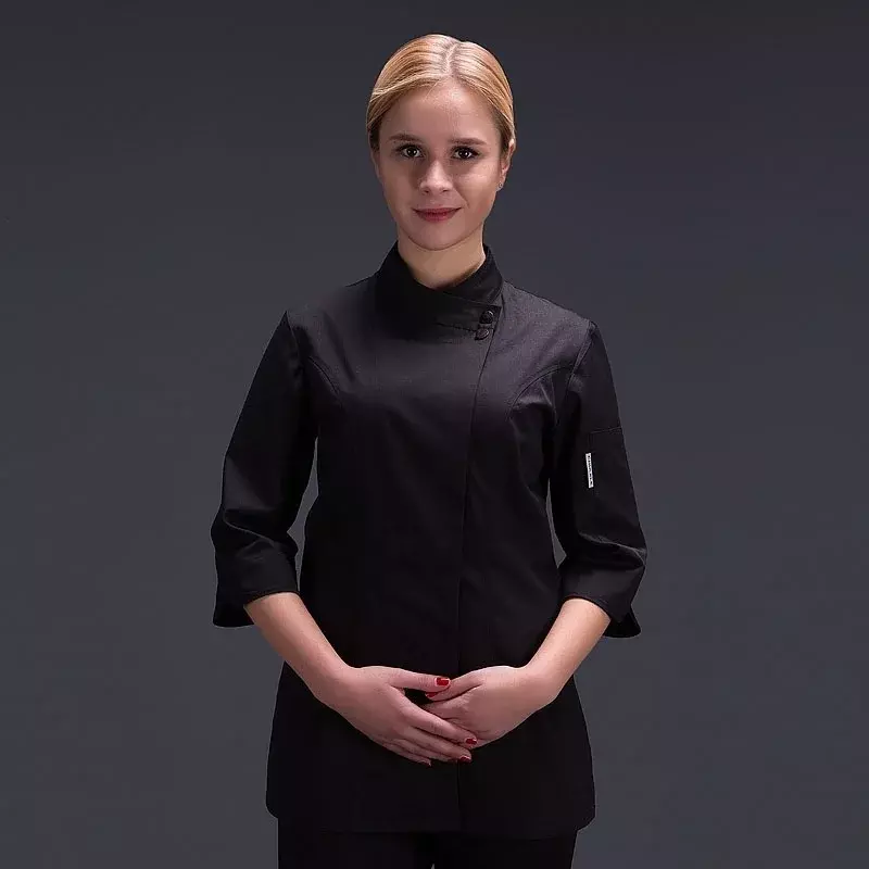 Women Restaurant Clothes Chef Waitress Jacket Work Uniform New Fashion Food Service Barista Wear