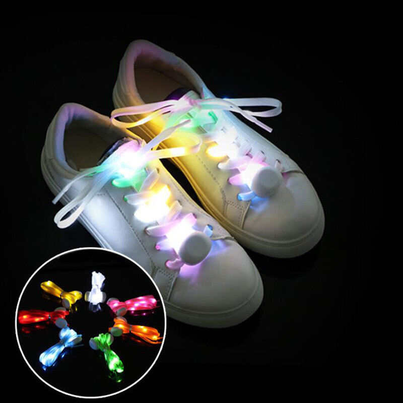 Glow Luminous Shoelaces para Sneakers, Flat Shoelaces, Decoração de Festa, Flash Light, Sem Gravata, Sapato Preguiçoso