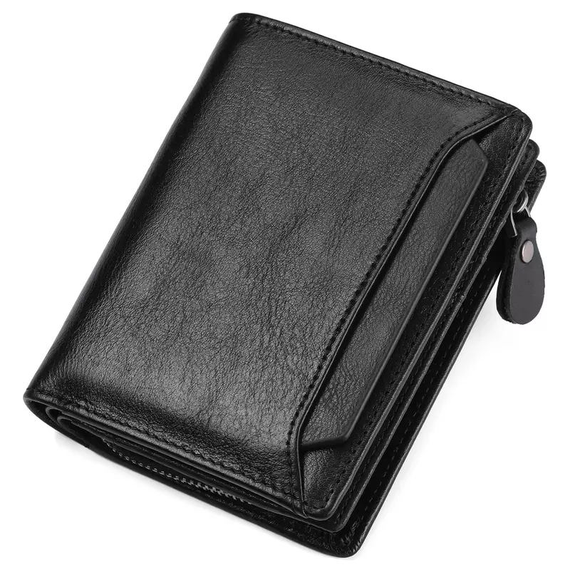 Vintage Short Men's Leather Wallet with Driver's License Holder