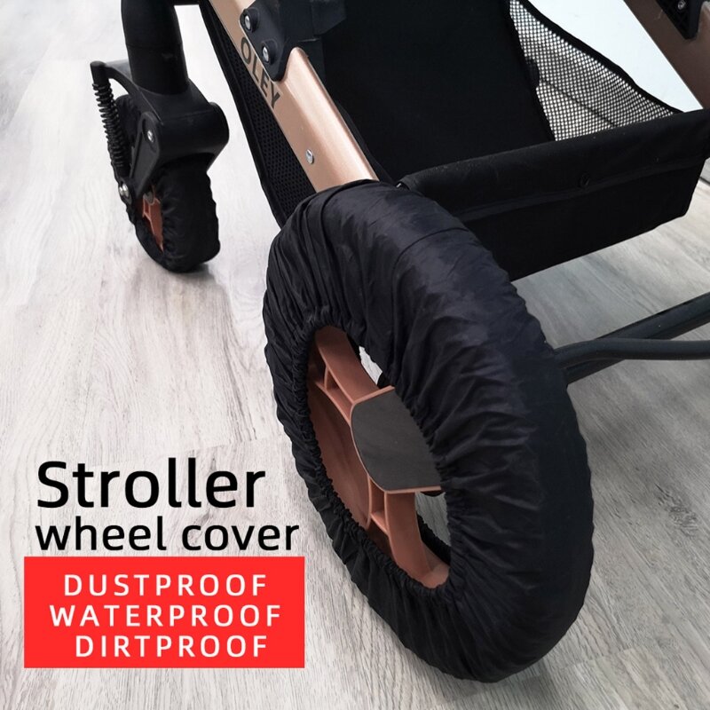 2Pcs Baby Stroller Wheel Cover Dustproof Wheelchair Tire Protector Infant Pushchair Pram Wheel Anti-Dirty Oxford Cloth Case Acce