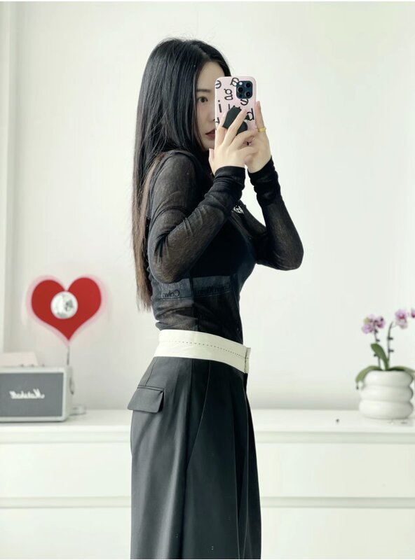ETJ-pantalones de traje traf para mujer, pantalón vertical con contraste de color y cintura alta, a la moda, otoño, 2023, 4661/402