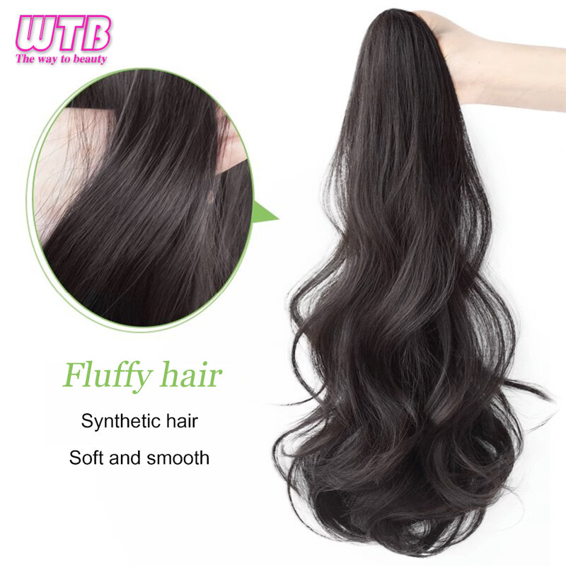 WTB Synthetic Long Curly Wig Ponytail Female Pear Flower Roll Small Grab Clip High Ponytail Natural Fluffy Wig Ponytail