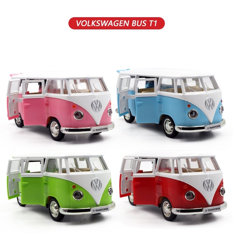 RMZ miasta zabawki Model odlewu w skali 1:36 Volkswagen T1 transportu autobusowego samochód z napędem Pull Back kolekcja edukacyjna prezent dla dzieci