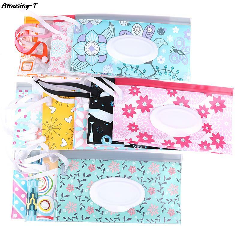 1PC Eco-Friendly Baby Wipes Box Wet Wipe Box Cleaning Wipes Carrying Bag Clamshell Snap Strap Wipe Container Case