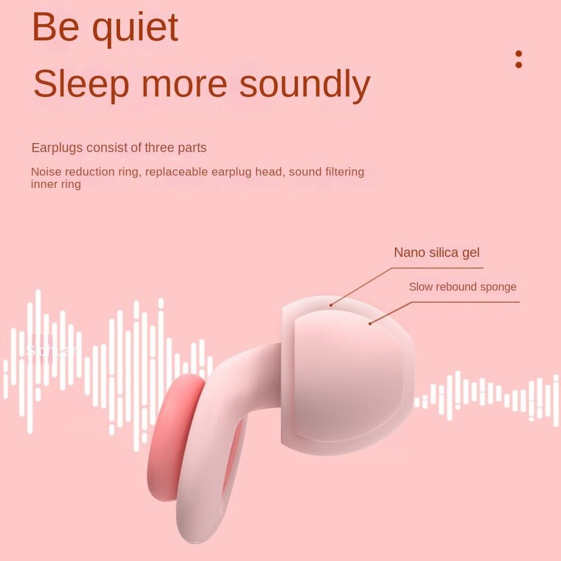 Earplug silikon kedap suara, 2 buah/4 buah sumbat telinga lembut pengurang kebisingan isolasi lambat Rebound
