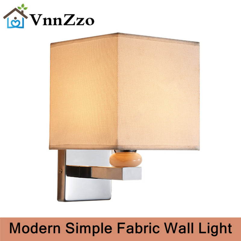 VnnZzo Lampu Dinding Kain Minimalis Modern Lampu Dalam Ruangan Led Kamar Hotel Kamar Tidur Kamar Mandi Lampu Dinding Amerika Lampu Samping Tempat Tidur Baru