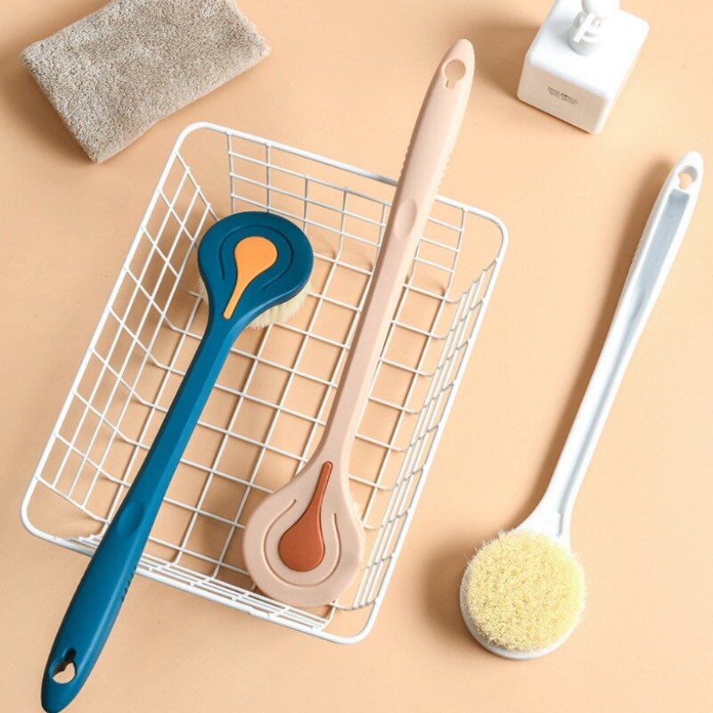 Cepillo exfoliante de malla suave con mango largo para baño, cepillo para ducha, limpieza corporal, suministros de baño, 1 unidad