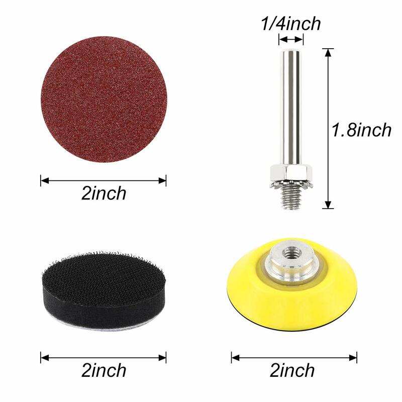 2 Inch Sanding Discs Kit with Backer Plate Shank and Soft Foam Buffering Pad 304 Pcs for Drill Sanding Grinder Rotary Tools