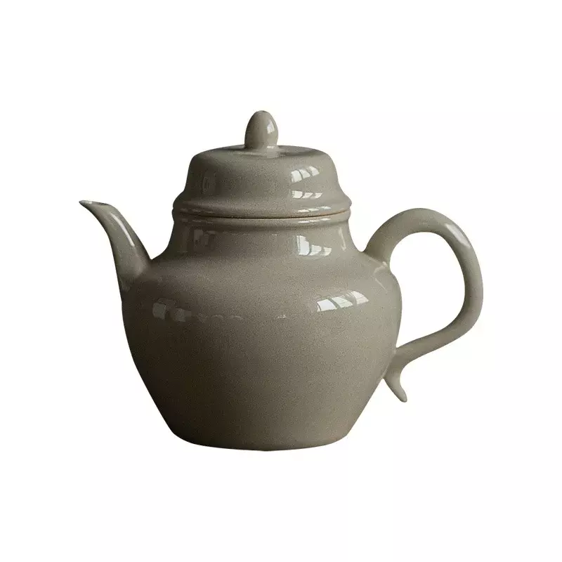 Jingdezhen-Tetera de Kung Fu con orificio de filtro hecho a mano, juego de té de plantas grises, Tetera de cerámica de una sola olla, Simple y Simple
