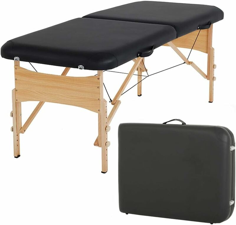 PayLessHere Massage Table Massage Bed Spa Bed 73 Inch Height Adjustable 2 Fold Massage Table W/Carry Case Portable Salon Bed