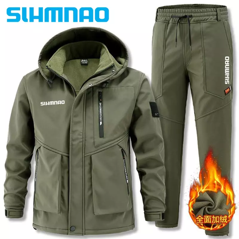 2023 Winter Fishing Suit Military Tactical Assault Jacket Hunting Men's Mountaineering Charge Coat Waterproof and Warm Pants