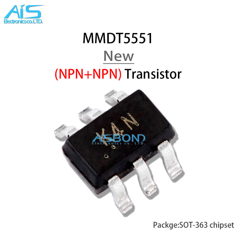 MMDT5551ใหม่10ชิ้น/ล็อต K4N ทำเครื่องหมาย SOT-363 NPN + ทรานซิสเตอร์ห่อหุ้มพลาสติก