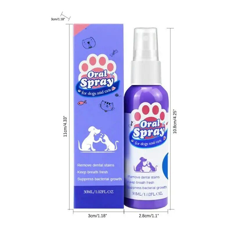 Dog Breath Spray Fresh Dental Spray For Dogs And Cats Dog Breath Freshener For Clean Teeth 30ml Cat Dental Care Bad Breath Cat