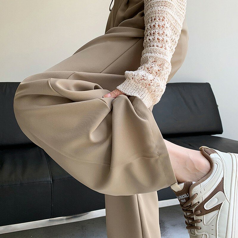 High Waist Straight Trousers Women New Arrival 2024 Spring Korean Style Solid Color Basics Loose OL Lady Pencil Pants W1733