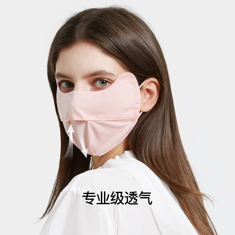 Mascarilla de protección solar reutilizable para mujer, máscara facial antiultravioleta de seda de hielo tridimensional para colgar en la oreja, novedad de verano, 2023