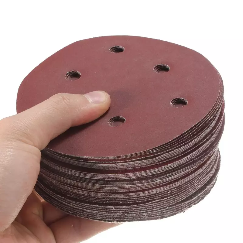10 pçs 125mm forma redonda discos de lixamento folha lixa 8 buraco lixadeira polimento almofada 80/180/240/320/1000/1500/2000/grão