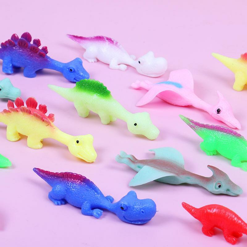 Elástico dinossauro dedo brinquedos pegajosos, criativo, adorável estilingue, brinquedos pegajosos para festa