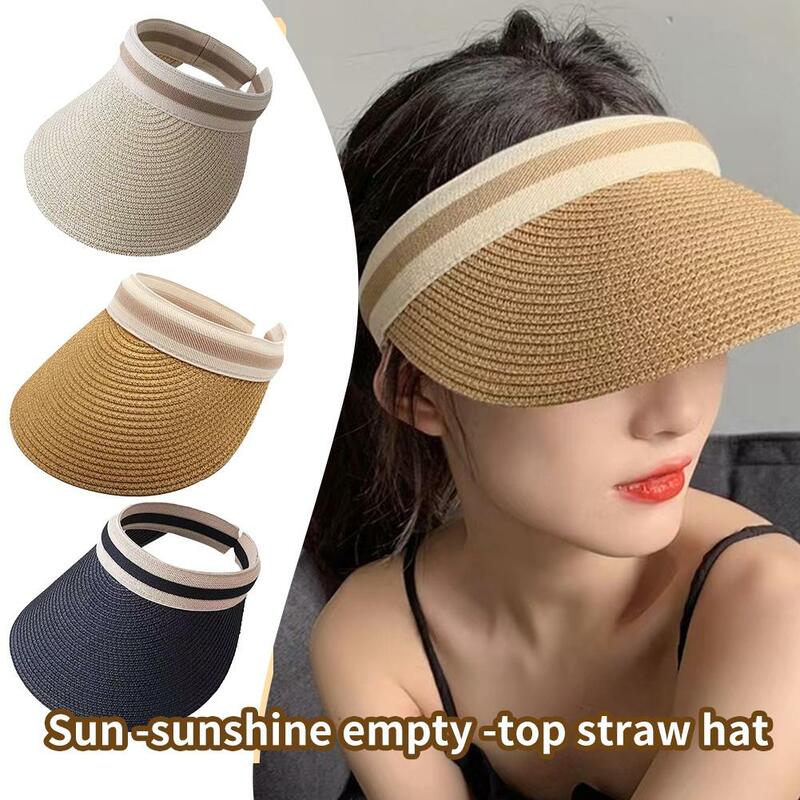 Summer Empty Top Straw Hat Beach Sunscreen Visor Cap UV Protection Big Brim Sun Hats Outdoor Sunscreen Casual Hat