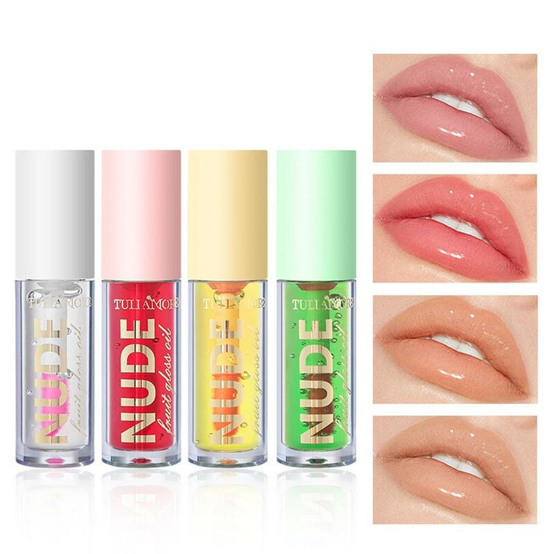 Fruit Lip Oil Gloss Lip Plumper Makeup Moisturizing Sexy Primer Glitter Tint Nonsticky Water Balm Care Cosmetics Glossy Lip N8g8