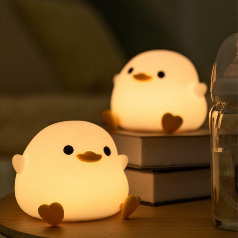 Night light for children duck Cartoon animals Silicone lamp Touch Sensor Timing USB Rechargeable for bedroom Bedside gifts