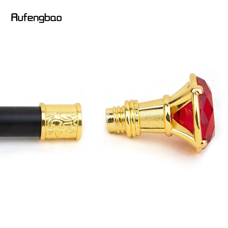 Diamante vermelho tipo bengala dourada, Bastão decorativo de moda, Cosplay elegante cavalheiro, Botão de crochê, 93cm