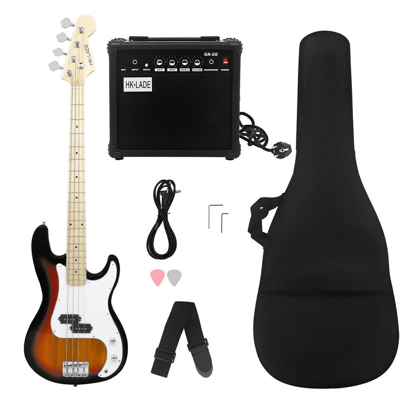 SLADE New Electric Bass Guitar 4 Strings 20 Frets Electric Bass Set Maple Fingerboard Maple Neck Electric Bass with Amplifier
