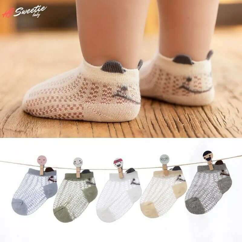 5 Pairs Summer Thin Cotton Baby Socks Children's Mesh Socks Infants Boy Girls Baby Anti-mosquito Socks
