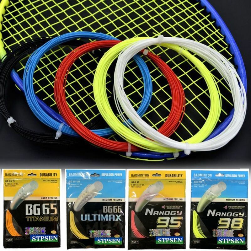 Raket Badminton dia.0.7 mm, senar raket bulu tangkis panjang 10M elastisitas tinggi warna acak