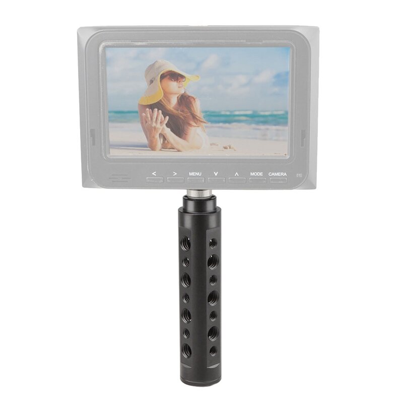 Empuñadura de aleación de aluminio para cámara, mango con cabezal roscado para Monitor, luz de vídeo, Flash, micrófono, montaje LCD