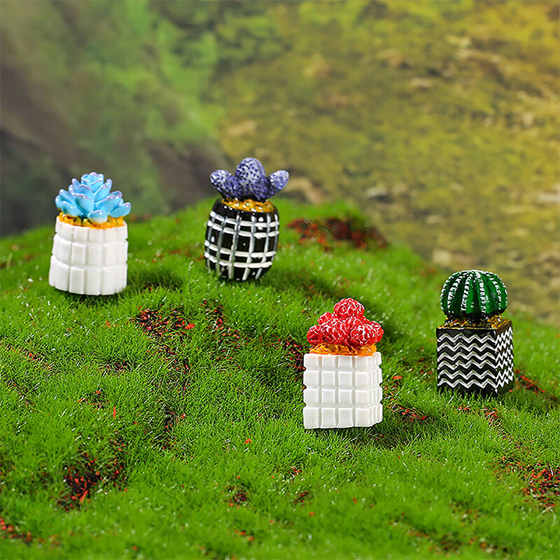 1/12 rumah boneka simulasi kaktus ornamen rumah boneka Mini pot tanaman Model rumah boneka Dekorasi Rumah