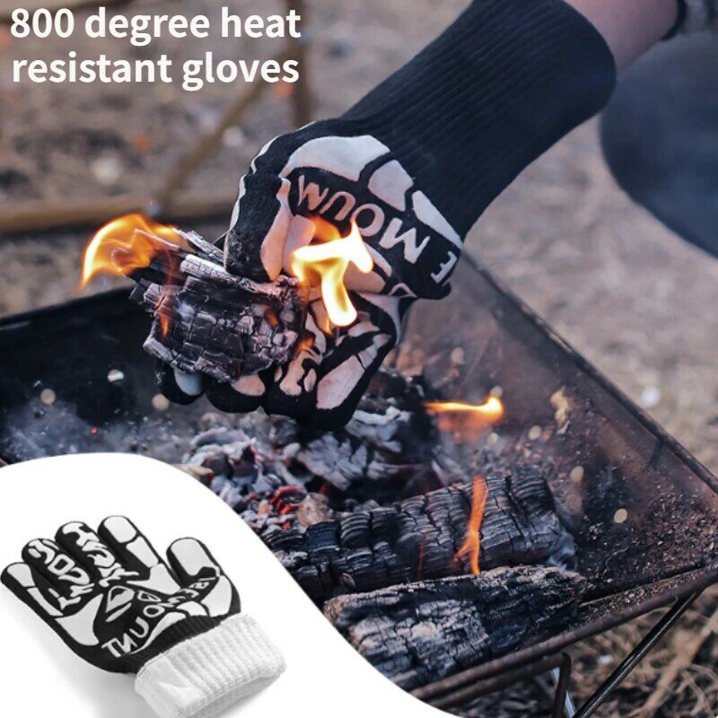 Уличные термостойкие перчатки на 800 градусов, многофункциональное оборудование для барбекю и кемпинга, силиконовое противоскользящее противорежущее тактическое снаряжение для повседневного использования