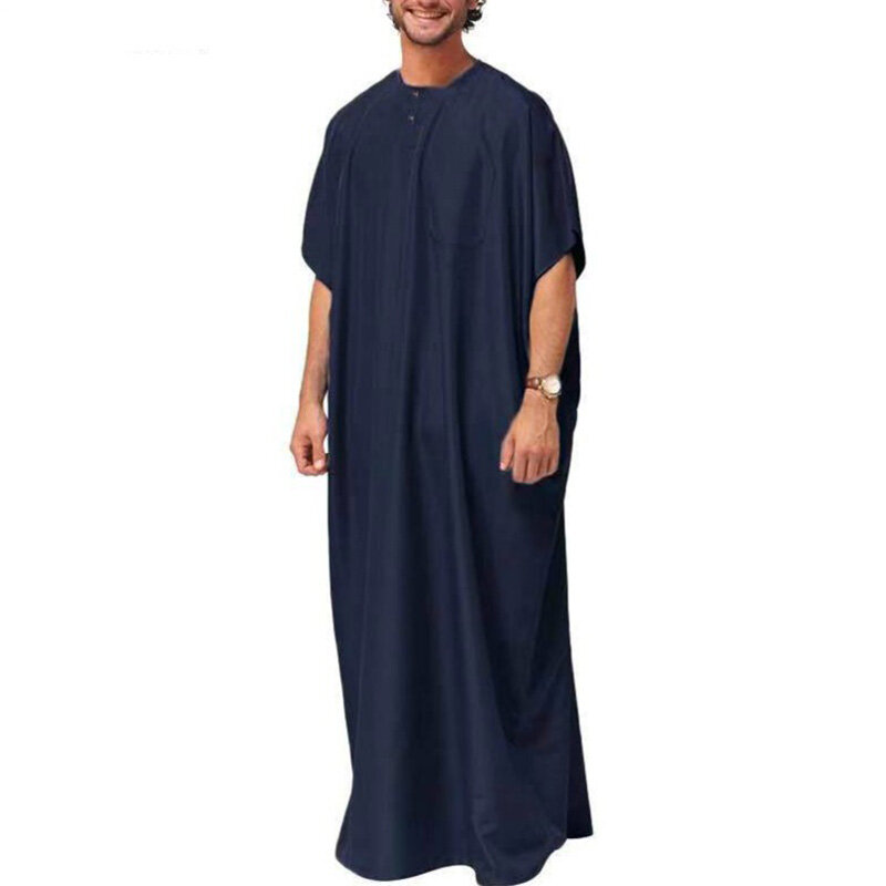 Новинка 2024, мужское мусульманское арабское платье Ближнего Востока в Дубае, роскошный халат с короткими рукавами, мужская одежда в Пакистане, марокканском, мусульманском стиле