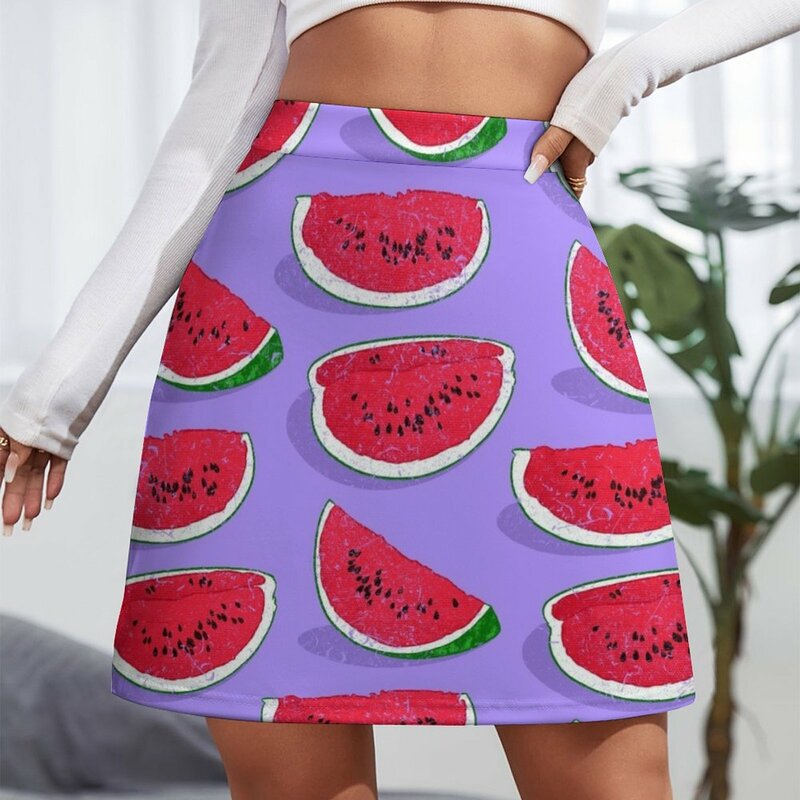 Rok Mini semangka untuk wanita, pakaian musim panas rok Mini semangka untuk wanita