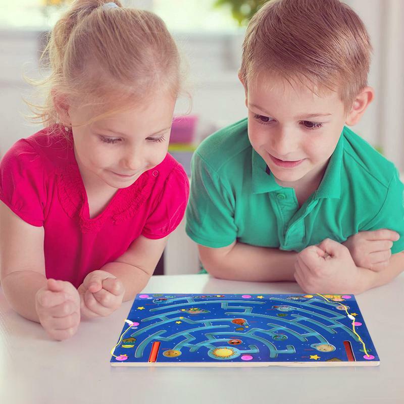 Labirinto Magnético Aprendendo e Contando Puzzle Board, Reconhecimento de Cores, Montessori, Habilidades Motoras Finas, Brinquedos para 3 + Meninos e Meninas