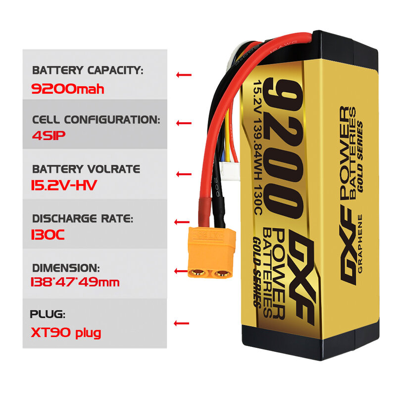 DXF-batería Lipo 2S 3S 4S HV 7,6 V 11,4 V 15,2 V 9200mah 8000mah para coche de control remoto, camión, Buggy, Arrama, Truggy, XxMax, tanque, barco de carreras, Hobby