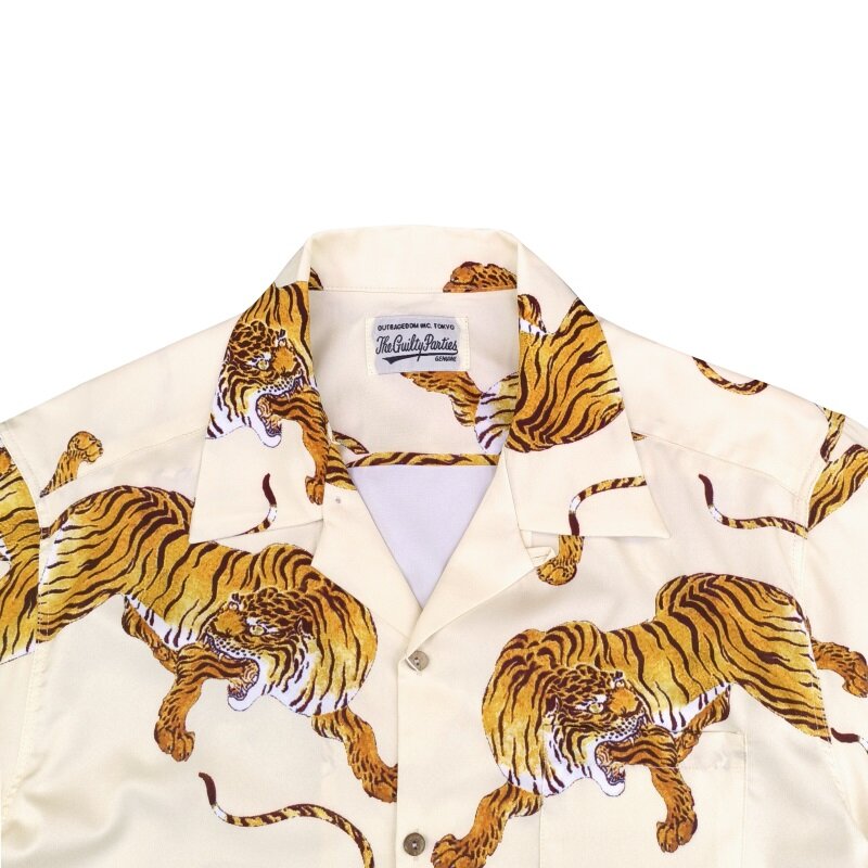 WACKO MARIA-قميص بأكمام قصيرة للرجال والنساء ، طباعة طوطم النمر ، خمر ، كاجوال ، قمم Hawaii ، شارع عالي