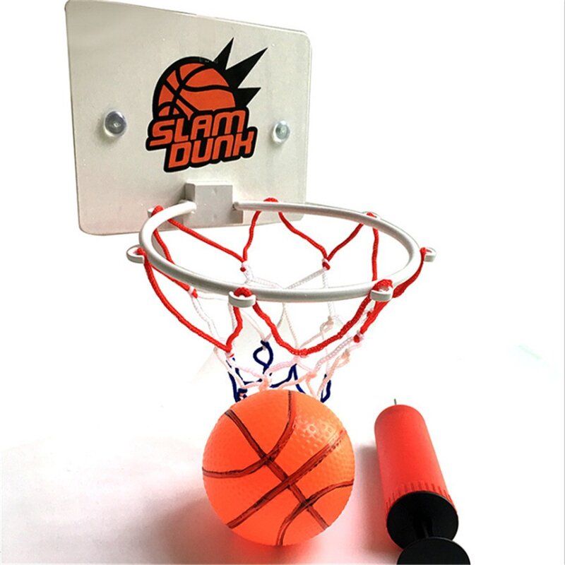 Basketball Rim Inflatable Toy Suction Cup Mini Bathroom Basketball Frame Office Leisure Stress Relief Toy Basketball Net