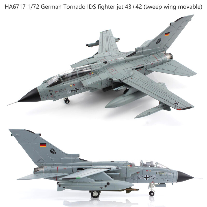HA6717 1/72 German Tornado รุ่นเครื่องบินขับไล่43 + 42 (ปีกกวาดเคลื่อนย้ายได้) โลหะผสมรุ่นผลิตภัณฑ์สำเร็จรูป