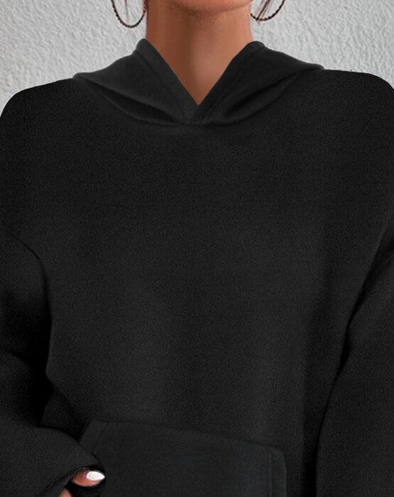 Sudadera con capucha de manga larga para mujer, jersey básico de Color sólido, informal, diario, otoño e invierno, 2024