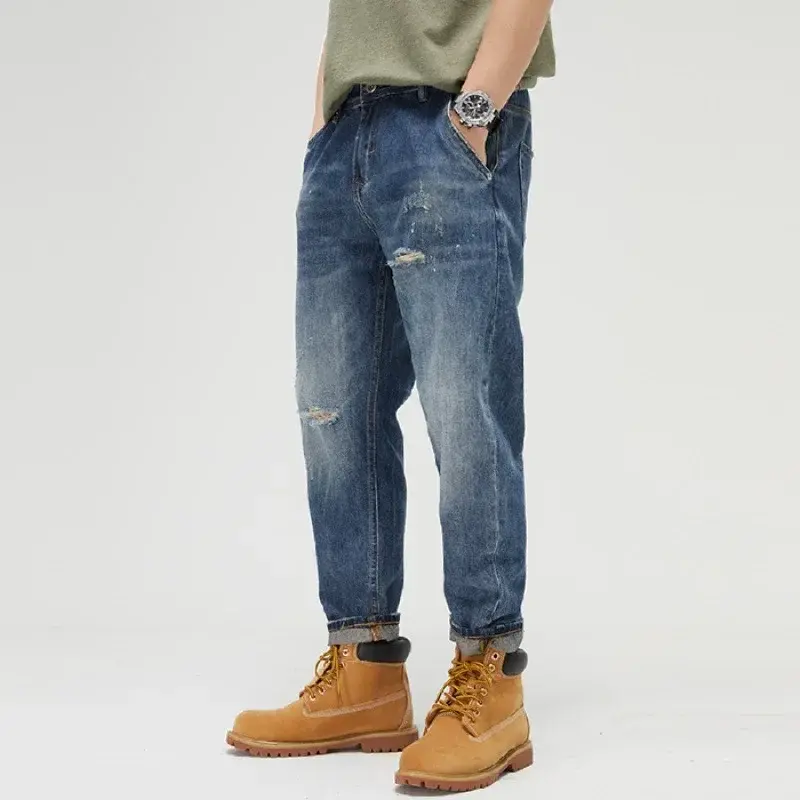2024 nuovi pantaloni lunghi Casual in cotone da uomo invernali e autunnali Jeans da uomo antivento alla moda