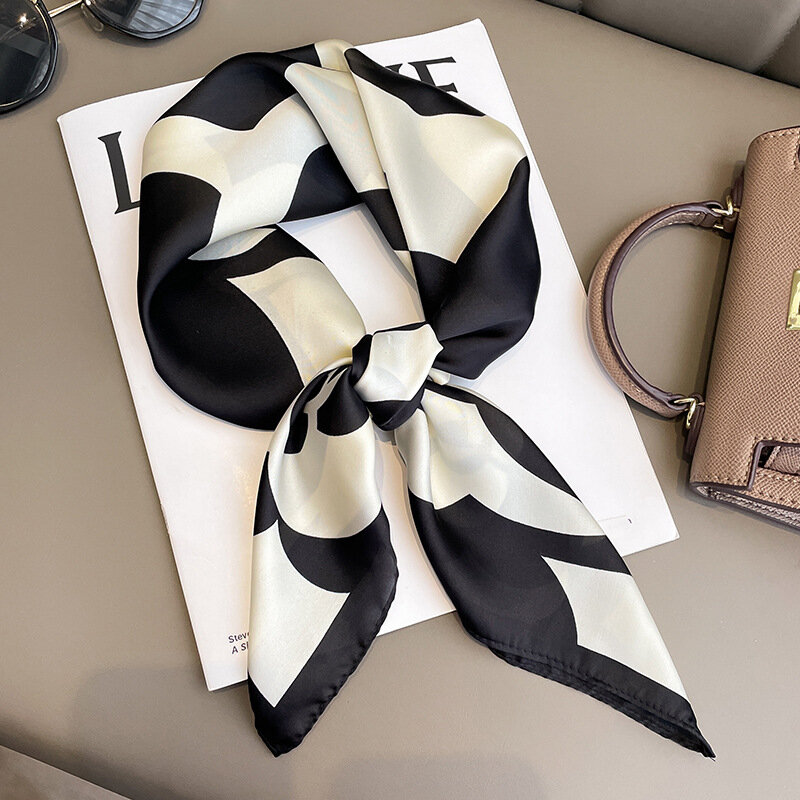 70*70cm damski jedwabny szalik kwadratowy szalik z dekoltem do włosów kwadratowa marka biurowa chusteczka załoga samolotu chusteczka