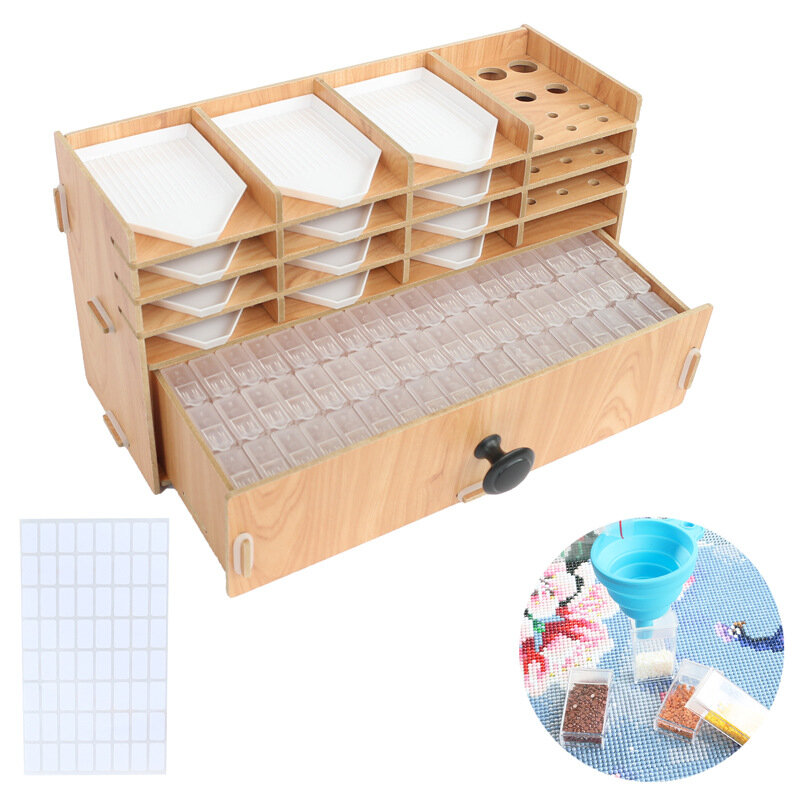 DM 36/48 Bottles Drawer Storage Box Round Bottle Funnel Sticker Diamond Painting Accessories Container Box Sets Nail Tools