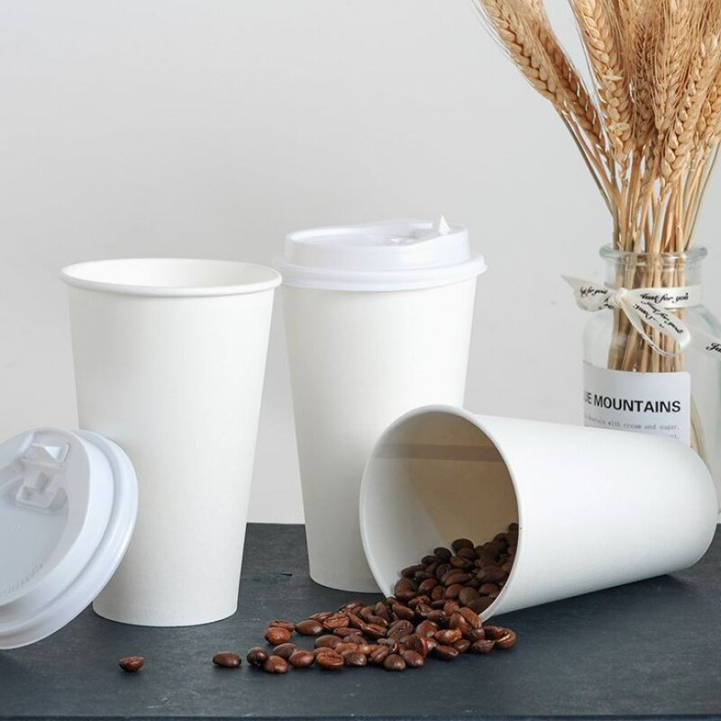 LOKYO 맞춤형 로고 커피 숍 테이크 아웃 포장, 일회용 에스프레소 커피 컵 종이 컵 세트 포함