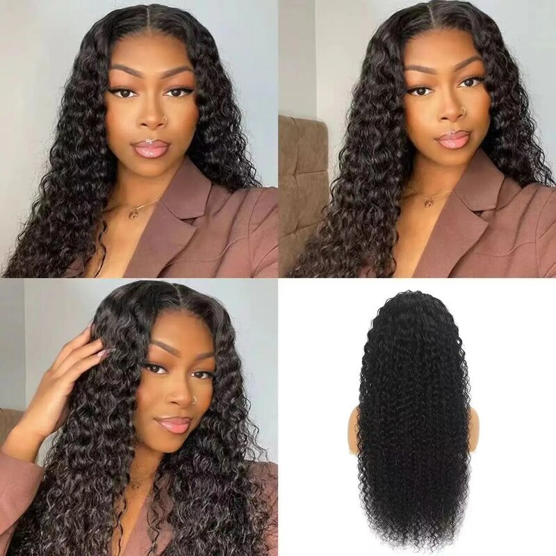 Curly Lace Front Human Hair Wig Natural Color 13×4 HD Lace Front Deep Wave Human Hair Wig with Baby Hair for Women 180% Density
