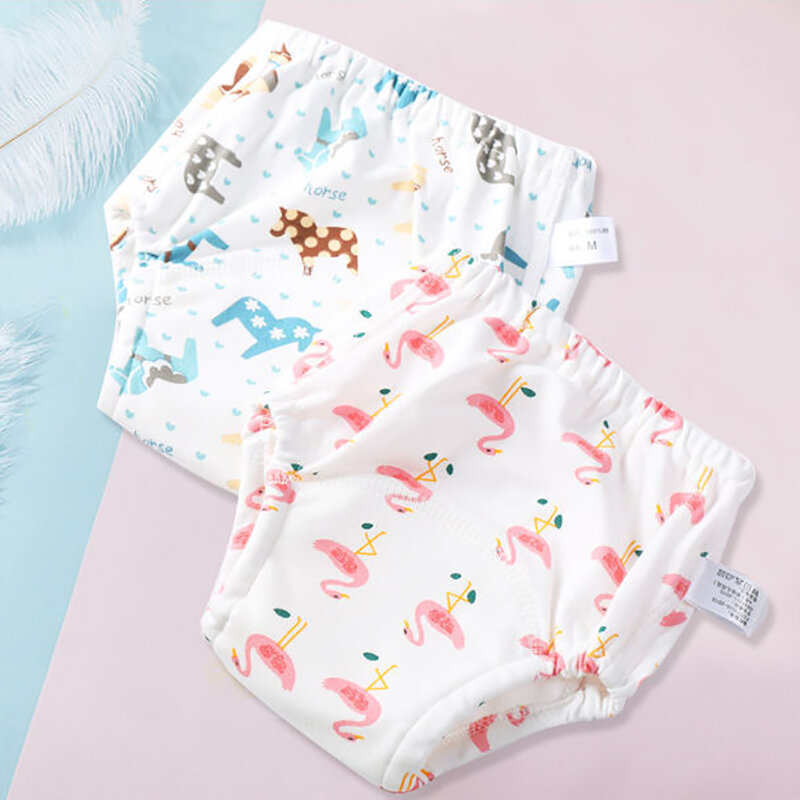Dziecko wodoodporne spodnie treningowe wielokrotnego użytku 6 warstw bawełniana poduszka dla niemowląt śliczne niemowlęce szorty pieluchy majtki bielizna zmieniająca pieluchy